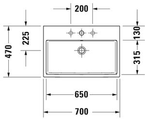 Duravit Vero Air - Umývadlo do nábytku 700x470 mm, s prepadom, biela 2350700000