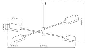 Luster na tyči ASTRA 4xE27/60W/230V čierna