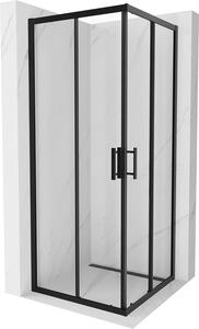 Mexen Rio, štvorcový sprchovací kút s posuvnými dverami 80 (dvere) x 80 (dvere) x 190 cm, 5mm číre sklo, čierny profil, 860-080-080-70-00
