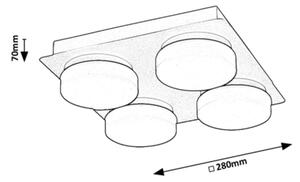 Rabalux 75004 - LED Stropné kúpeľňové svietidlo ATTICHUS 4xLED/5,2W/230V IP44