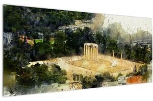 Obraz - Chrám Dia, Atény, Grécko (120x50 cm)