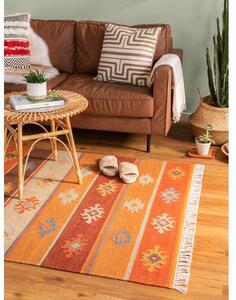 Ručne tkaný vlnený koberec so strapcami Zohra