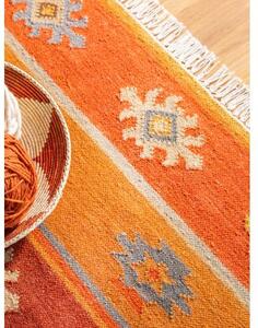 Ručne tkaný vlnený koberec so strapcami Zohra