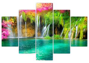 Obraz - Vodopád, Plitvické jazerá, Chorvátsko (150x105 cm)