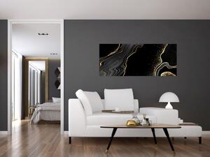 Obraz - Čierno-zlatý mramor (120x50 cm)