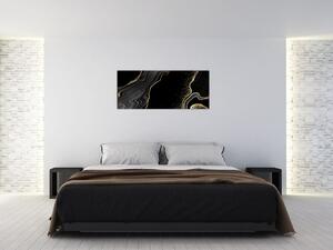 Obraz - Čierno-zlatý mramor (120x50 cm)