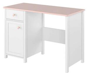 Písací stôl do dievčenskej izby LALI - biely / ružový