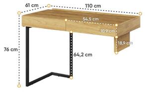 Písací stôl so šuplíkmi TAGHI - 110 cm, hikora