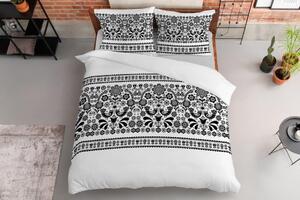 Dokonalé postelné bavlnené obliečky s krásnym čiernym vzorom Biela