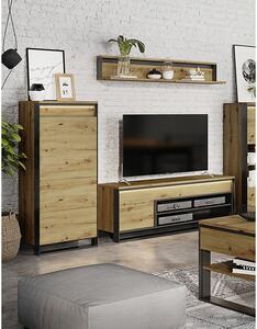 TV stolík do obývačky QUINTY - dub artisan / čierny