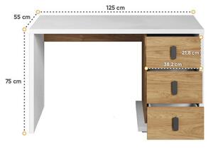 Písací stôl PASTORA - orech hickory / biely
