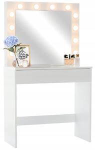 Toaletný stolík s osvetlením v zrkadle HOLLYWOOD - biela farba