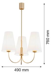 Argon 6267 - Luster na tyči SAFIANO 3xE27/15W/230V zlatá