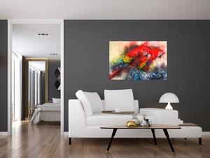 Obraz červených papagájov ara (90x60 cm)