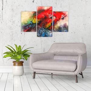 Obraz červených papagájov ara (90x60 cm)