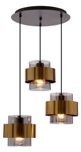 Luster na lanku SPIEGA 3xE27/60W/230V zlatá/čierna