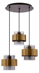 Luster na lanku SPIEGA 3xE27/60W/230V zlatá/čierna