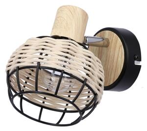 Nástenné bodové svietidlo TAJGA 1xE14/40W/230V ratan/čierna