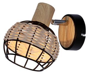 Nástenné bodové svietidlo TAJGA 1xE14/40W/230V ratan/čierna