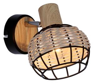 Nástenné bodové svietidlo TAJGA 1xE14/40W/230V ratan/čierna