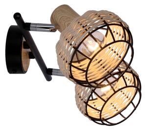 Bodové svietidlo TAJGA 2xE14/40W/230V ratan/čierna