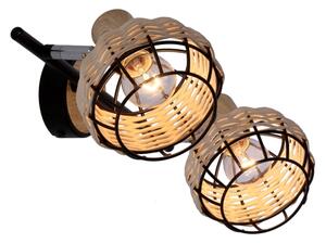 Bodové svietidlo TAJGA 2xE14/40W/230V ratan/čierna