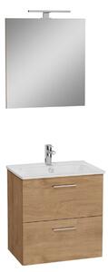 Kúpeľňová zostava s umývadlom, zrkadlom a osvetlením Vitra Mia 59x61x39,5 cm dub MIASET60D
