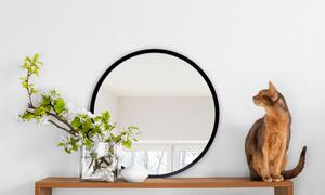 Zrkadlomat.sk Okrúhle zrkadlo do obývačky v čiernom ráme Okrúhle zrkadlo do obývačky v čiernom ráme fi 100 cm lslr-fi100-k1f1b1a