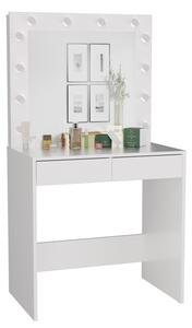 Toaletný stolík ROMERA - matný biely + zrkadlo a LED osvetlenie ZDARMA