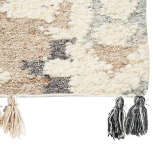 Kelímový koberec viacfarebný vlna a bavlna 160 x 230 cm ručne tkaný boho patchwork vzor so strapcami