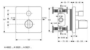 Ideal Standard CeraTherm - Sprchová batéria termostatická pod omietku, diel 2, Chróm, A4662AA