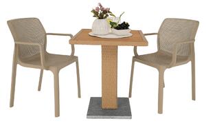 KONDELA Záhradný jedálenský stôl, prírodná, ratan/mramor/Artwood, LADOL