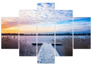Obraz - Zamrznuté jazero, Ełk, Mazury, Poľsko (150x105 cm)