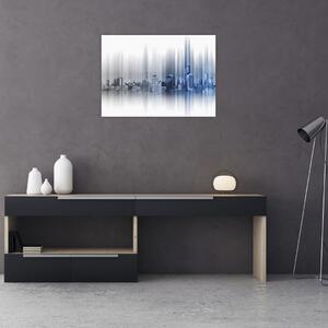 Obraz - Panoráma mesta, modro-šedé (70x50 cm)