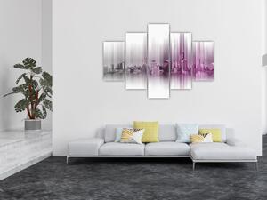 Obraz - Panoráma mesta, ružovo-šedé (150x105 cm)