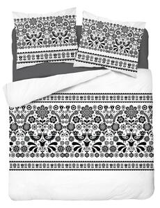 Dokonalé postelné bavlnené obliečky s krásnym čiernym vzorom Biela