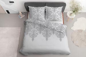 Dokonalé postelné bavlnené obliečky s krásnym šedým vzorom Biela