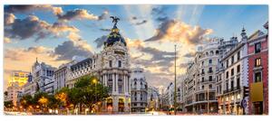 Obraz - Calle Gran Vía, Madrid, Španielsko (120x50 cm)