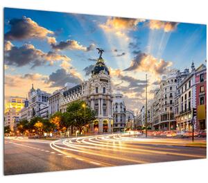Obraz - Calle Gran Vía, Madrid, Španielsko (90x60 cm)