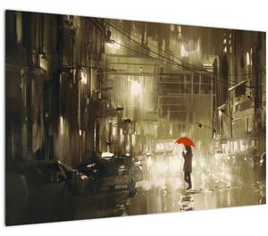 Obraz - Žena za daždivej noci (90x60 cm)