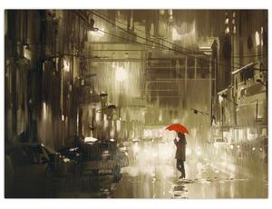 Obraz - Žena za daždivej noci (70x50 cm)
