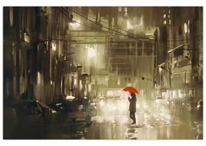 Obraz - Žena za daždivej noci (90x60 cm)