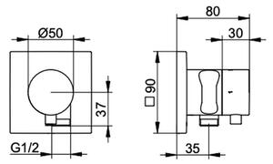 Keuco Ixmo - Dvojcestný uzatvárací a prepínací ventil so štvorcovou rozetou a s napojením hadice a držiakom sprchy, chróm 59557011202