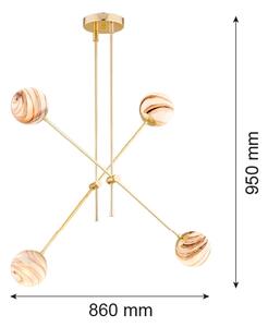 Argon 1840 - Luster na tyči ABSOS 4xE14/7W/230V alabaster zlatá