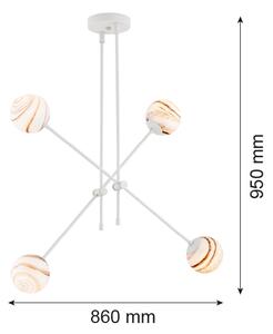 Argon 1841 - Luster na tyči ABSOS 4xE14/7W/230V alabaster biela