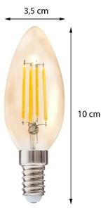 DekorStyle LED žiarovka Flame Straight 2W E14 teplá biela