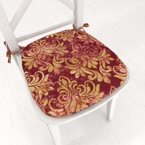 Biante Zamatový oblý podsedák Tamara TMR-053 Zámocký vzor na vínovo červenom - 39x37x3 cm