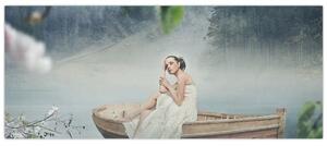 Obraz - Žena na loďke (120x50 cm)