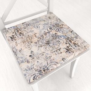 Biante Zamatový štvorcový podsedák Tamara TMR-057 Modro-zelený zámocký vzor na krémovom - 38x38x3 cm