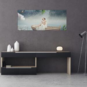 Obraz - Žena na loďke (120x50 cm)